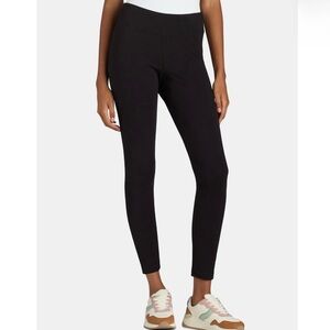 Women's High Rise Ankle Knit Cotton Black Leggings Size L NWT